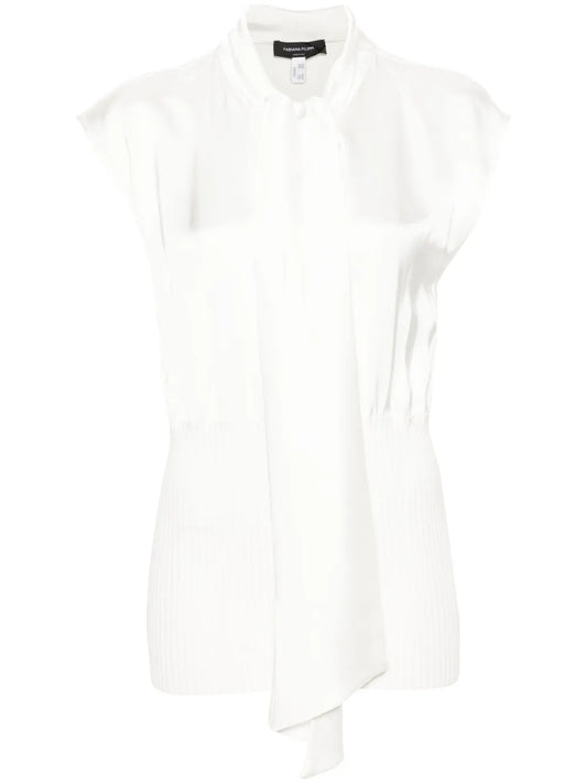 Tied-Neck Panelled Blouse