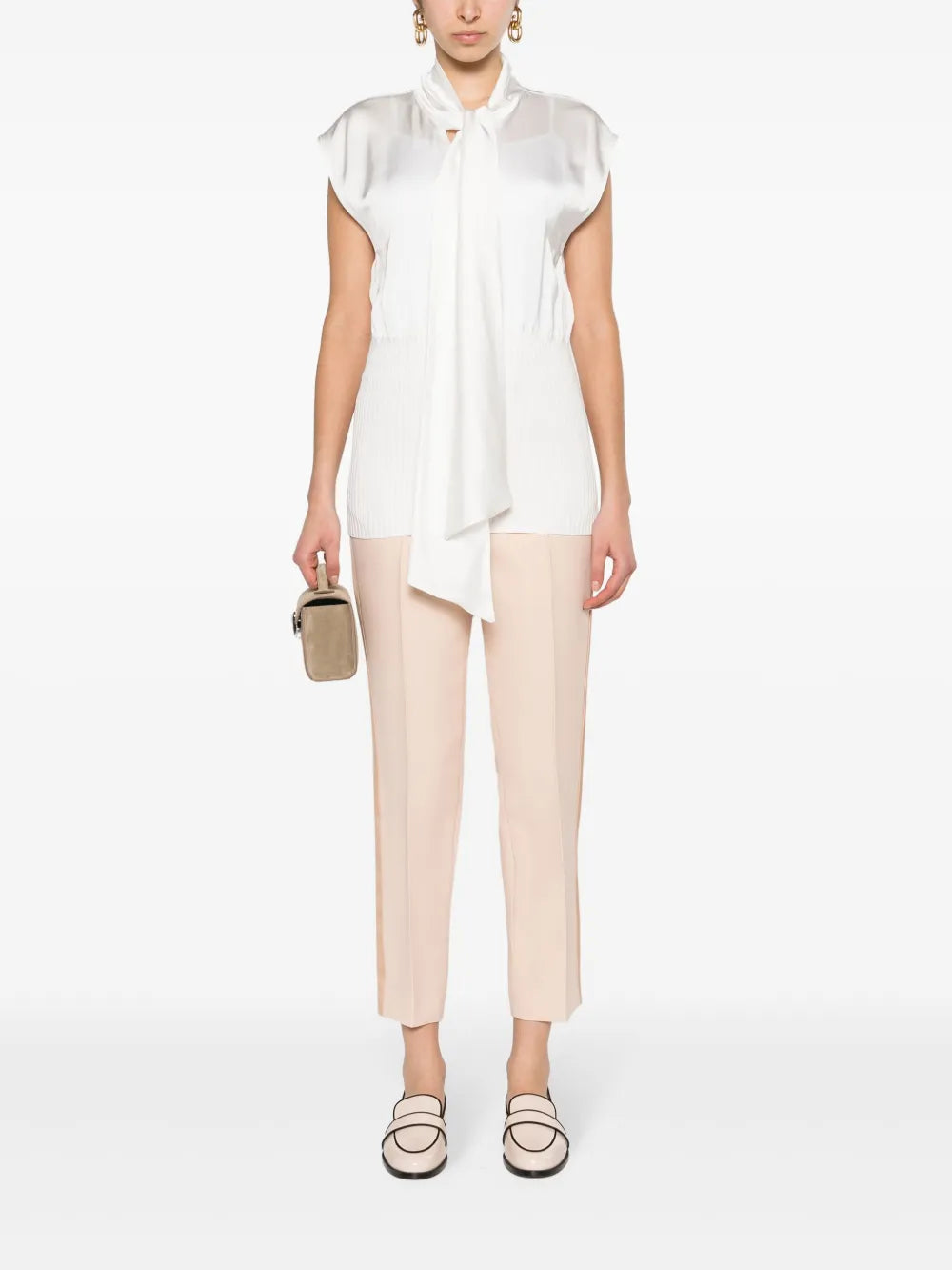 Tied-Neck Panelled Blouse