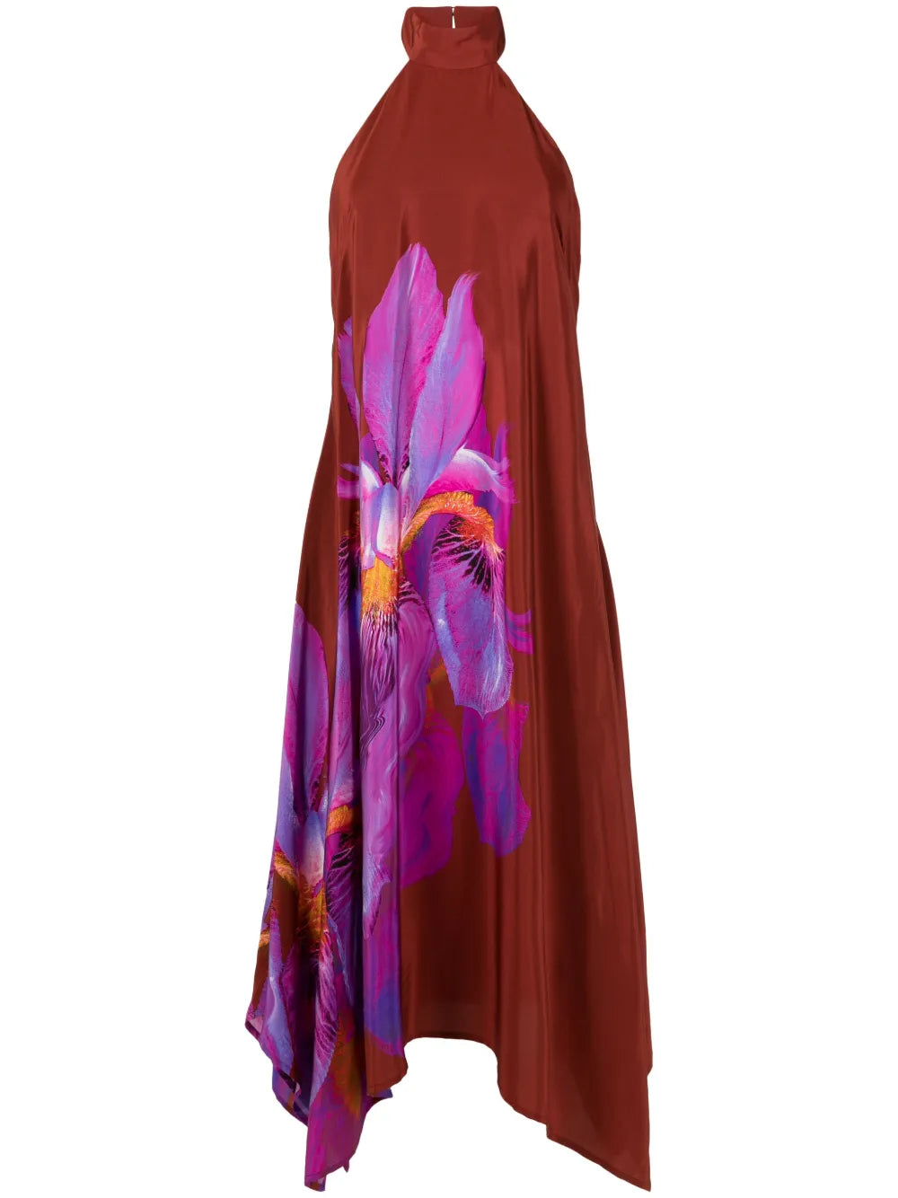 Orchid-Print Silk Dress