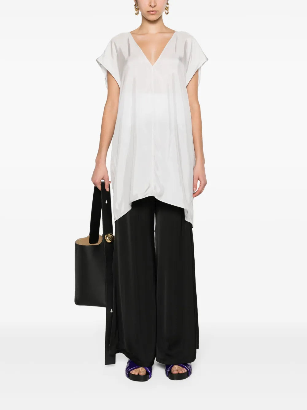 Wide-Leg Satin Trousers