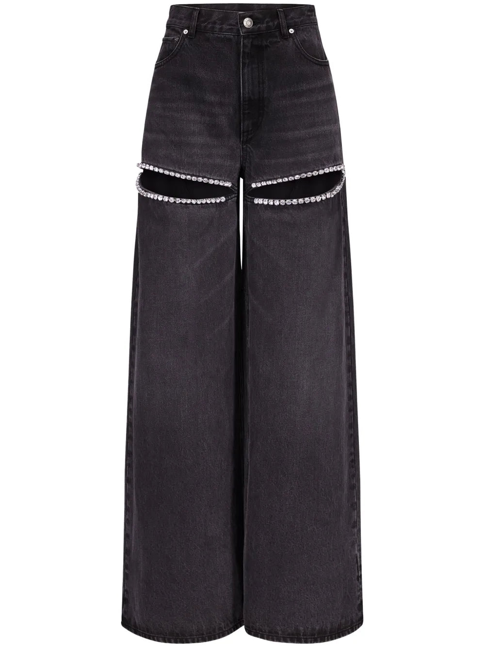 Crystal-Embellished High-Rise Wide-Leg Jeans