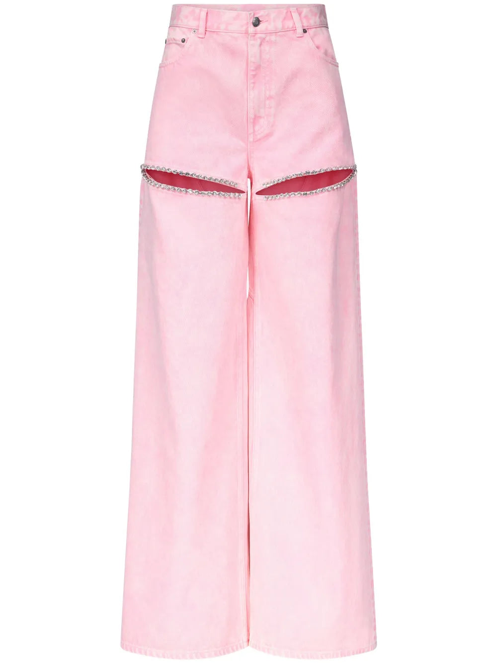 Crystal-Embellished High-Rise Wide-Leg Jeans