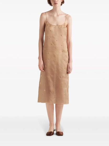 Eyelet-Detail Organza Midi Dress