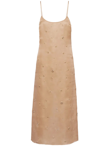 Eyelet-Detail Organza Midi Dress