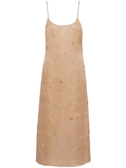 Eyelet-Detail Organza Midi Dress