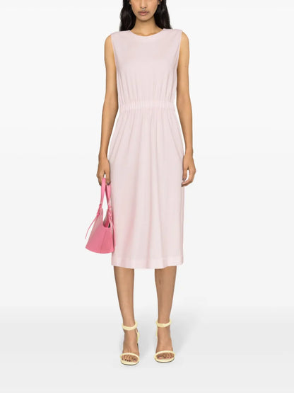 Contrast-Stitching Midi Dress