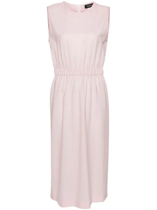 Contrast-Stitching Midi Dress