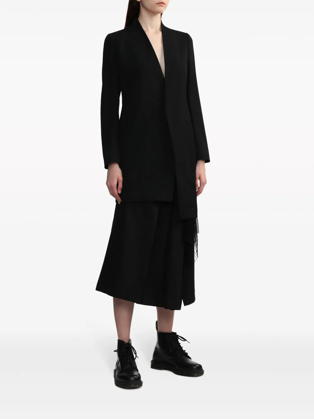 Layered Wool Single-Breasted Coat