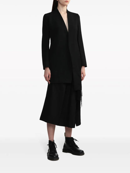 Layered Wool Single-Breasted Coat