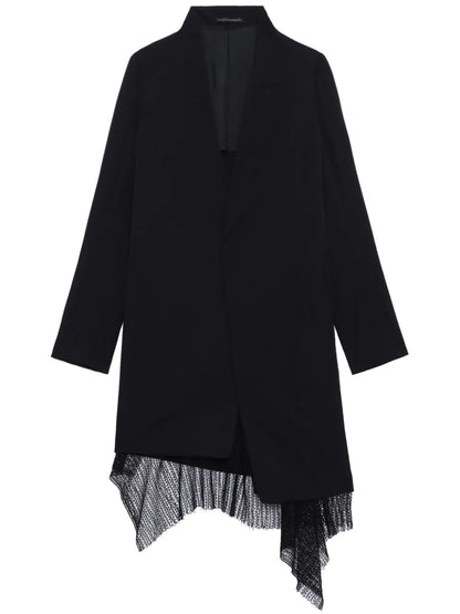 Layered Wool Single-Breasted Coat