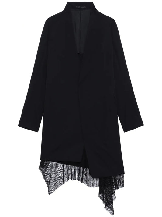 Layered Wool Single-Breasted Coat
