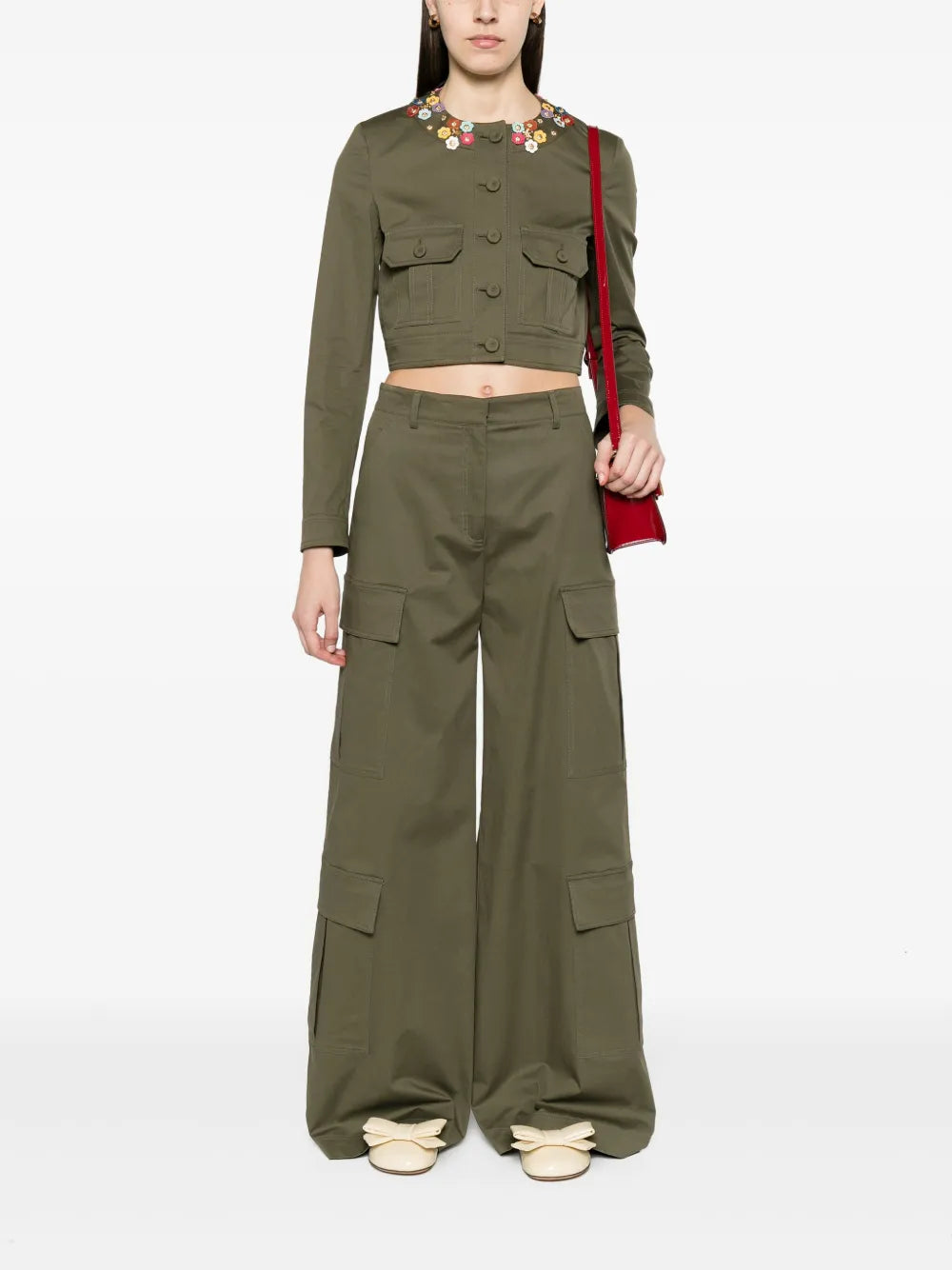 Wide-Leg Cargo Trousers