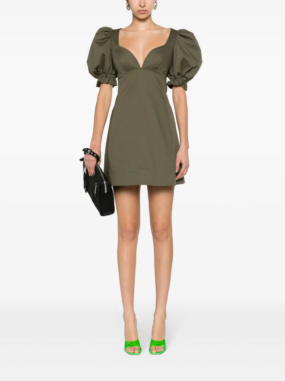 Puff-Sleeve Cotton Minidress