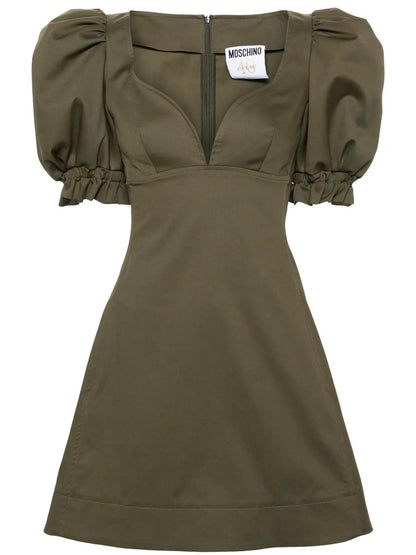Puff-Sleeve Cotton Minidress