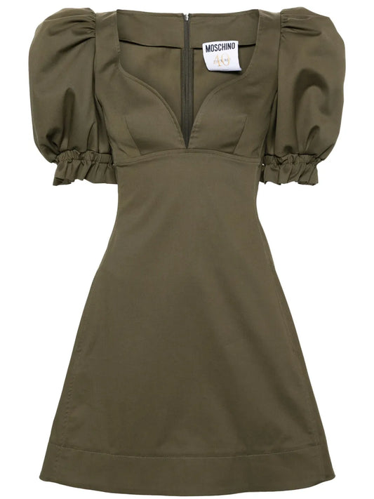 Puff-Sleeve Cotton Minidress
