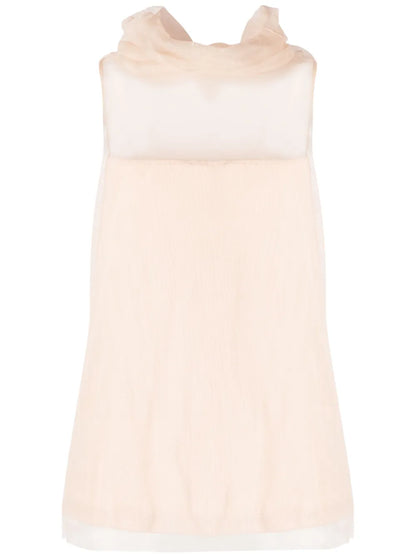 Roll-Neck Tulle Top