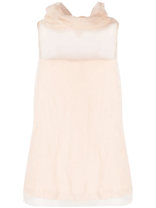 Roll-Neck Tulle Top