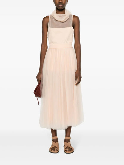 Roll-Neck Tulle Top