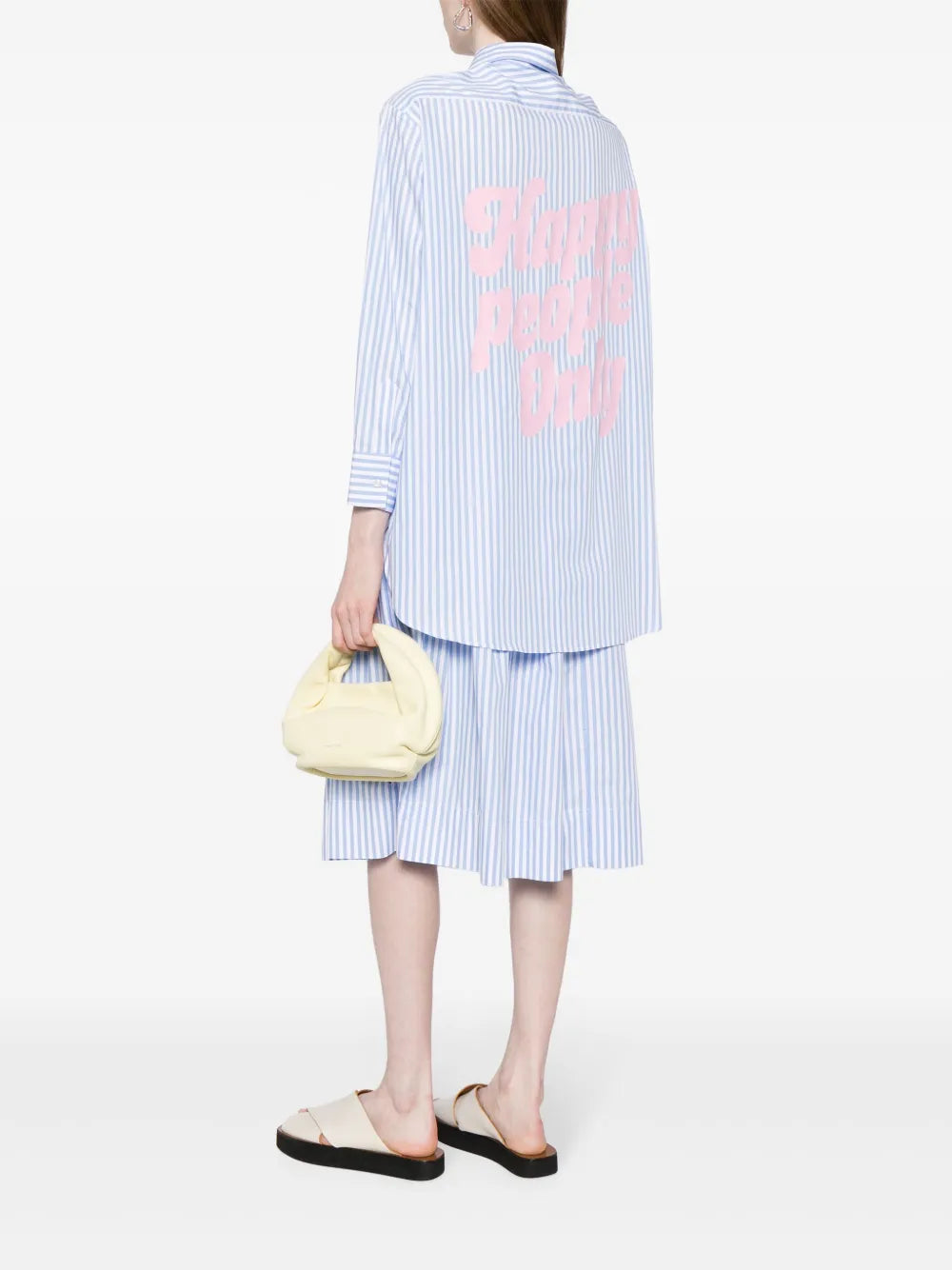 Slogan-Print Striped Shirt
