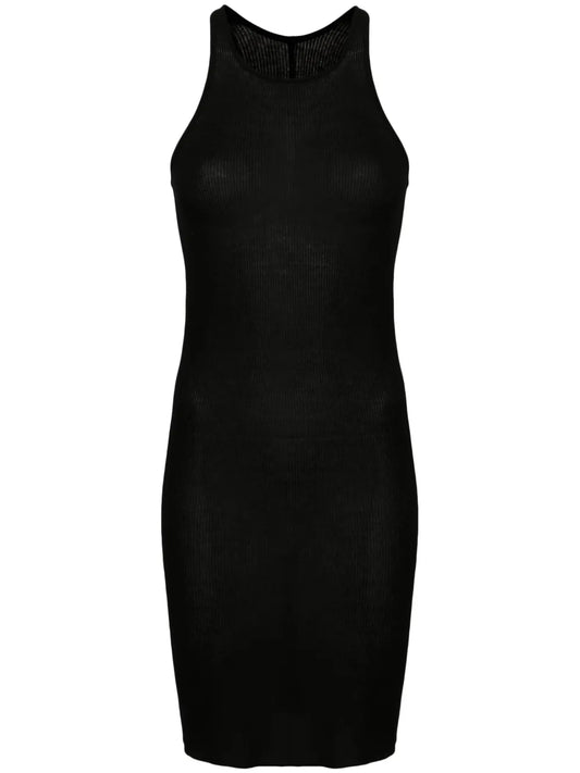 Fine-Ribbed Semi-Sheer Minidress