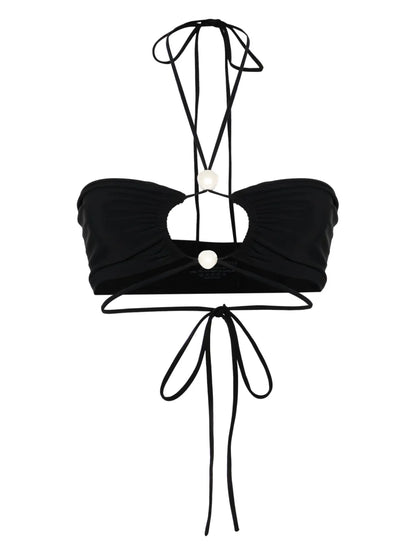 Pearl-Detailed Bandeau Bikini Top