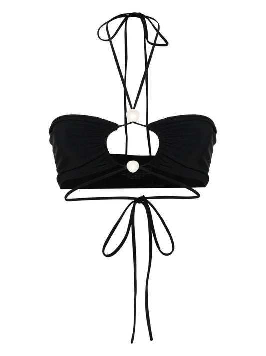 Pearl-Detailed Bandeau Bikini Top