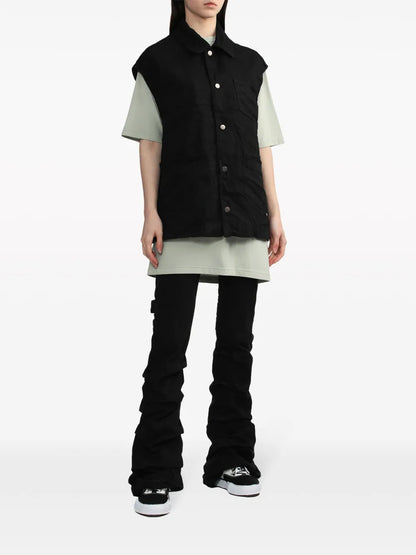 Press-Stud Cotton-Blend Vest