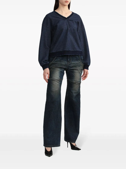 Ruched-Detail Cotton Sweatshirt