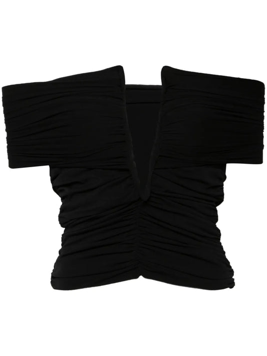 Ruched Plunge Wrap Blouse