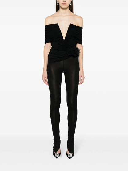 Ruched Plunge Wrap Blouse