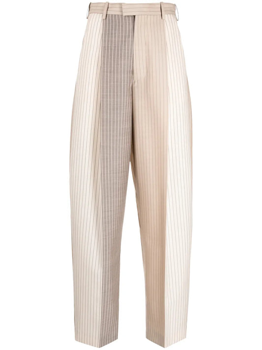 Pinstriped Straight-Leg Trousers