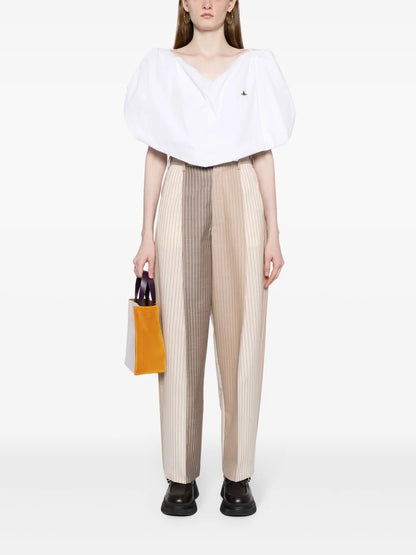 Pinstriped Straight-Leg Trousers