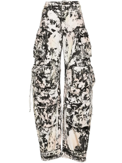 Fern Printed Wide-Leg Cargo Jeans
