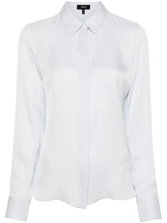 Classic-Collar Silk Shirt