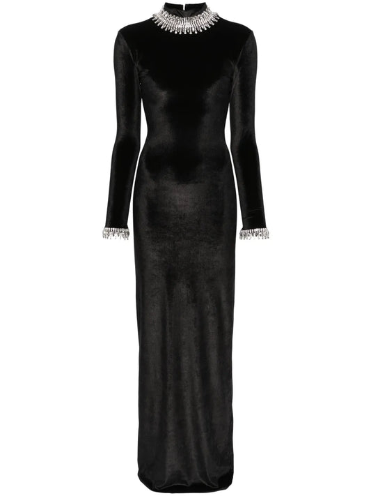 Crystal-Embellished Velvet Gown