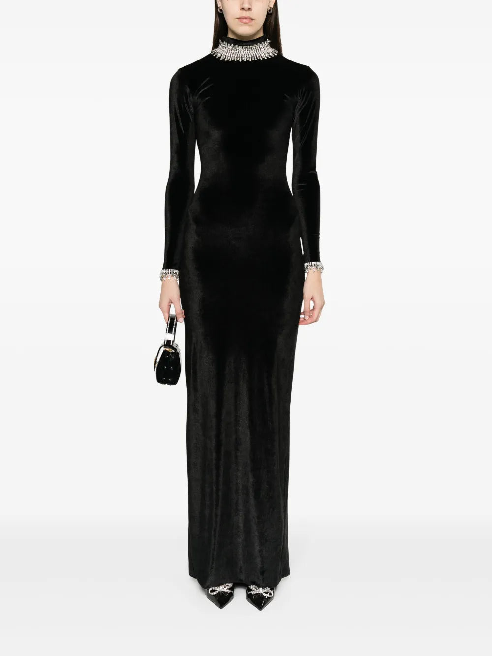 Crystal-Embellished Velvet Gown