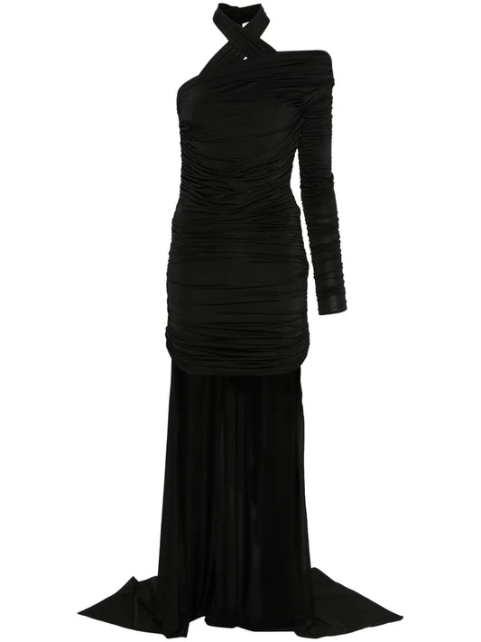 Asymmetric Draped Mini Dress