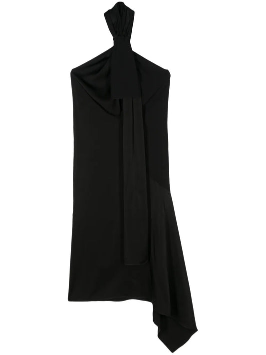Knot-Detail Asymmetric Midi Dress