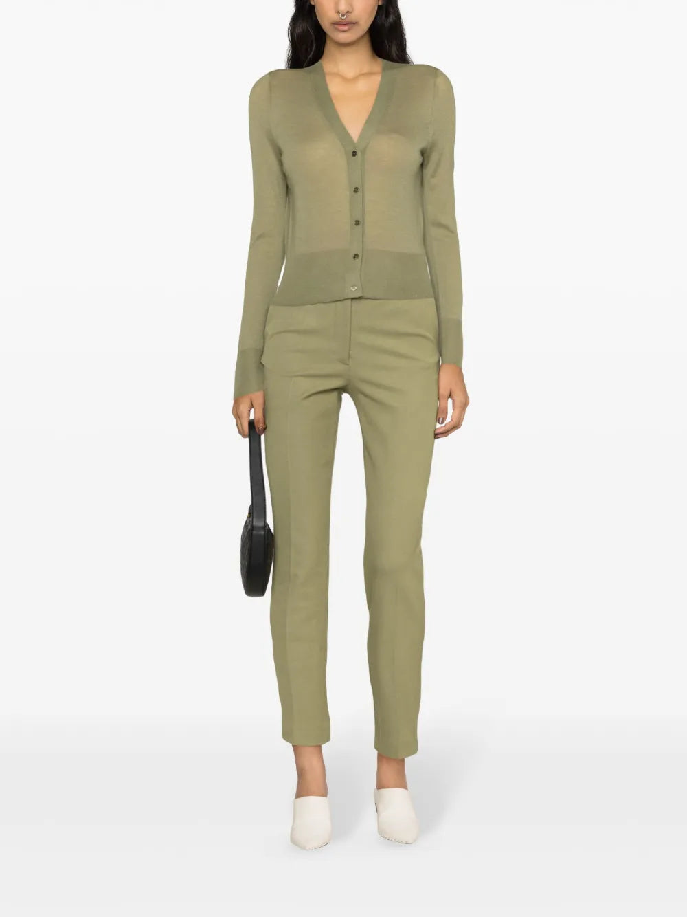 V-Neck Fine-Knit Cardigan