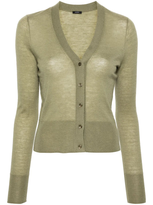 V-Neck Fine-Knit Cardigan