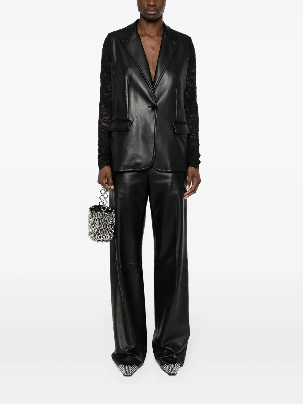 Floral-Lace-Sleeves Blazer