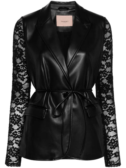 Floral-Lace-Sleeves Blazer