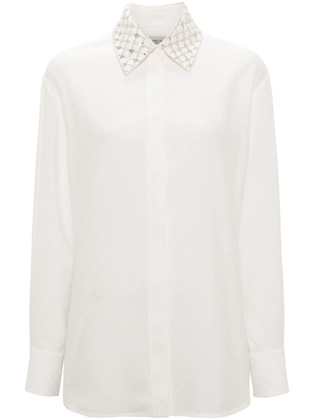 Embellished-Collar Patterned-Jacquard Shirt