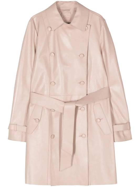 Double-Breasted Leather Coat