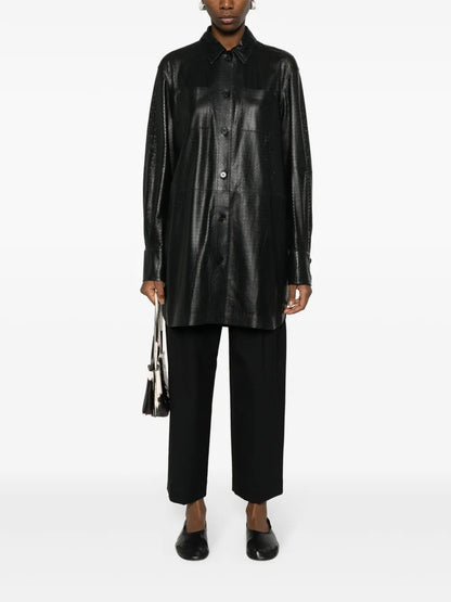 Mesh-Design Leather Jacket