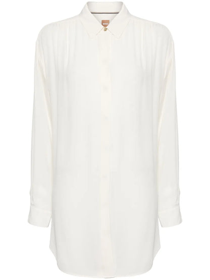 Pleated Classic-Collar Shirt
