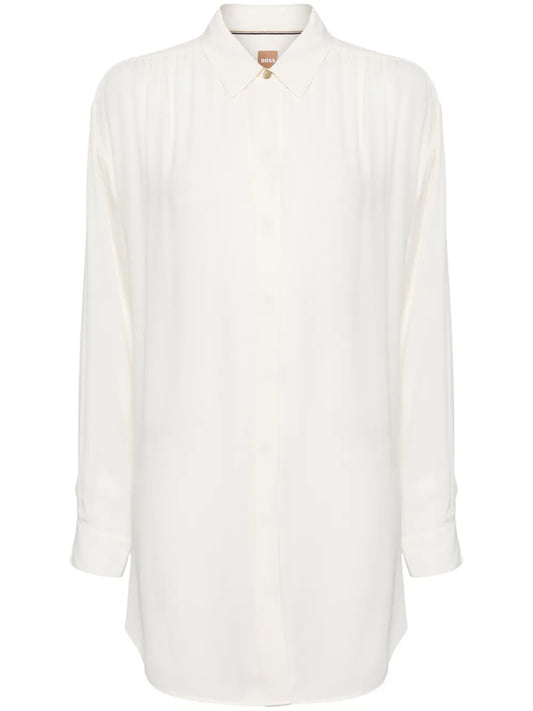 Pleated Classic-Collar Shirt