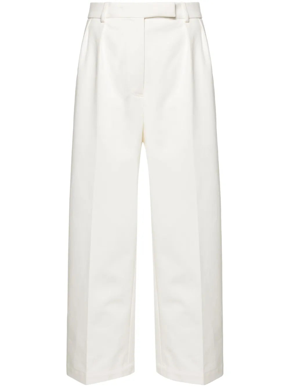 Pleated Cropped Cotton Trousers