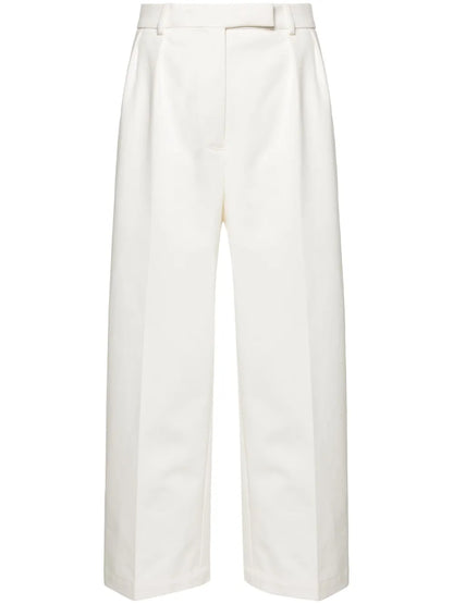 Pleated Cropped Cotton Trousers