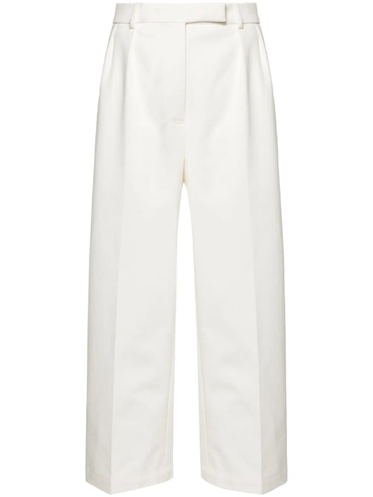 Pleated Cropped Cotton Trousers